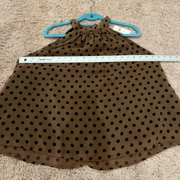 NWT new Anthropologie Erin+ Ali Palais brown black polka dot sleeveless top M - Picture 13 of 13